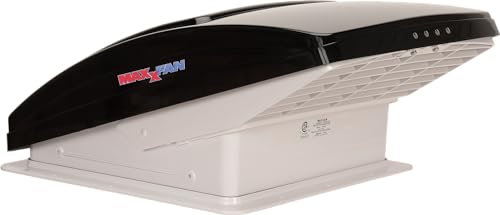 MAXXAIR Maxxfan Deluxe Entlüftungs-, Ventilator- und Entlüftungsabdeckung, alles in einem, leistungsstarker 4-Gang-Umkehrventilator mit Thermostat, integrierter Regenschutz, nur Abluftluft, passend