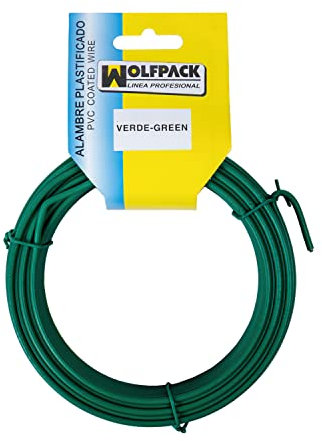 WOLFPACK LINEA PROFESIONAL - Alambre Plastificado (Rollo 25 Metros) Verde Nº 16 / 2.7 mm.