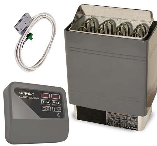 vanvilla Saunaofen 6kw mit externer Steuerung 380V Sauna Ofen Heizung Finnische Sauna Fasssauna Gartensauna