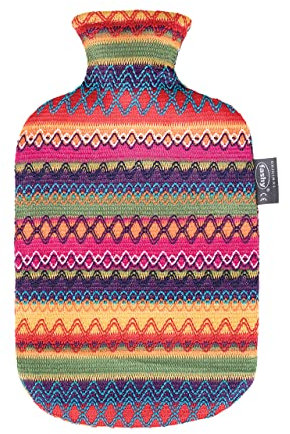 Fashy 6757 25 2007 Wärmflasche mit Bezug im Peru - Design 2.0 L, braun - rosa, Bunt