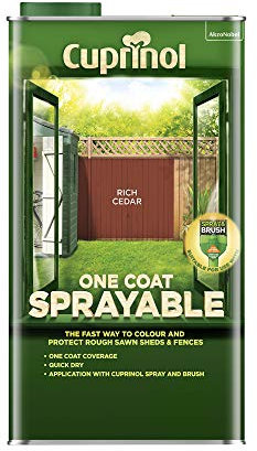 Cuprinol 5 Litre One Coat Sprayable Fence Treatment Rich Cedar