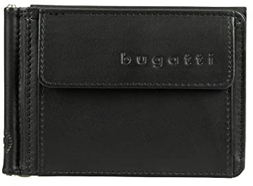 bugatti Primo Geldbörse Herren mit Clip aus Leder, Schwarz