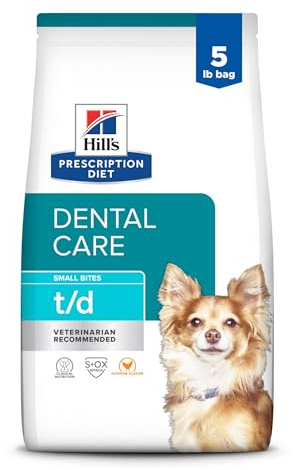 Hill's Prescription Diet t/d Dental Care Small Bites Chicken Flavor Dry Dog Food, Veterinary Diet, 5 lb. Bag