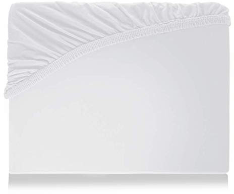 Bella Luna Jersey de Luxe Spannbettlaken in Weiß | Bettbezug für Wasserbetten, Boxspringbetten & Übergrößen | Größe 140x200 bis 160x220 cm | pflegeleichtes Spannbetttuch aus 97% Baumwolle