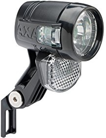 AXA Blueline30 LED Dynamo Headlight for E-Bikes, 30 lux, 6 Volt DC, Black, with German Road Traffic Regulation Approval Mark, for Connection to E-Bike Electrical Systems, Reduced Glare due to Improved and Homogeneous Illumination, with Side Visibility