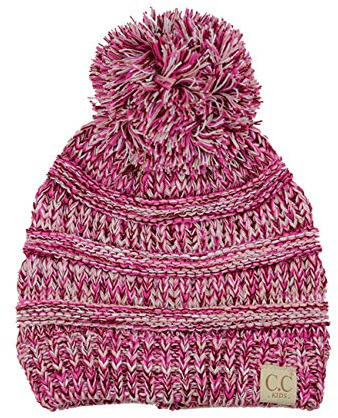 C.C NYFASHION101 Kids Cute Warm and Comfy Pom Pom Knit Ski Beanie Hat, 816-1