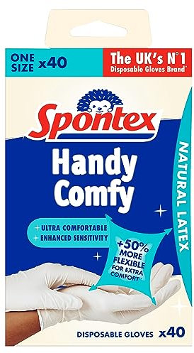 Spontex 40 Handy Comfy Disposable Gloves | One Size | Flexible for Extra Comfort