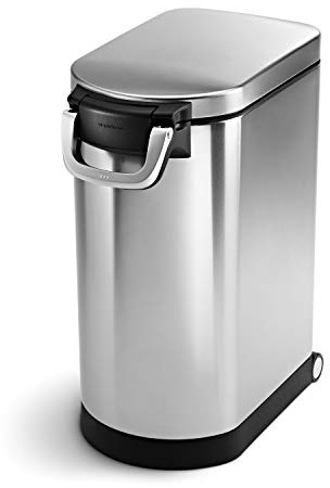 simplehuman CW1886 30L 15KG Large Pet Dog Dry Food Storage Container Bin, Lid-Mounted Measuring Scoop, Airtight Seal, Pet-Proof Lock, Removable BPA-Free Inner Bucket, Brushed Stainless Steel