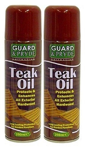 2 x Multi Purpose Teak Oil Exterior Hardwood Softwood Garden Furniture Spray Can Bottle 250ML PACK SET OF 2