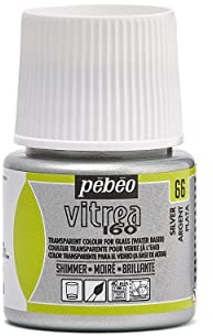 Pebeo Vitrea 160, Glass Paint, 45 ml Bottle - Shimmer Silver
