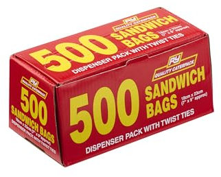 Caterpack by Robinson Young Sandwich Bags, Dispenser Pack of 500 Sandwich Bags for Food Storage With Twist Ties, Bag Dimensions 18cm x 23cm