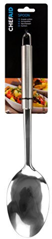 Chef Aid Stainless Steel Serving Spoon, Large spoon ideal for buffet salads or serving large tray bakes fitted with easy store hanging loop, Dishwasher safe, Silver