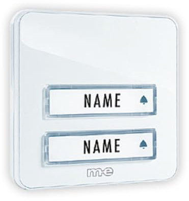 m-e modern-electronics KTA-2 W KTA-2W - Timbre con placa para nombre (2 compartimentos, 12 V/1 A), color blanco