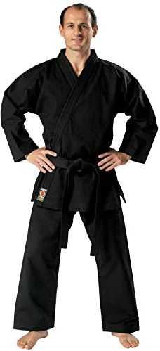 Kwon Karate Anzug Traditional schwarz 12 Oz, Unisex, Karate Anfänger und Fortgeschrittene, Karateanzug, Schwarz, 180 cm