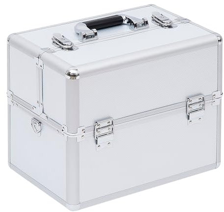 HOMCOM Maletín Maquillaje 36'5x24x29cm 3 Niveles Maleta Neceser Cosmetica Profesional