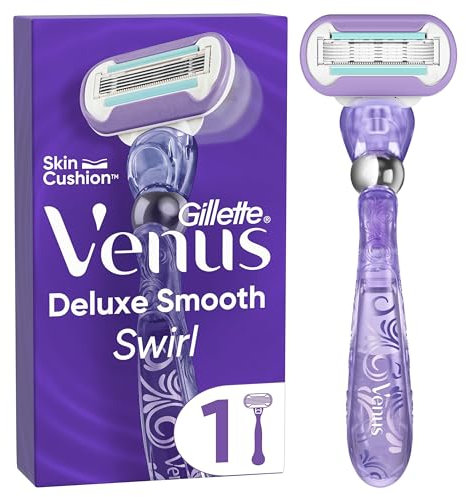 Gillette Venus Deluxe Smooth Swirl Rasierer Damen, Damenrasierer + 1 Rasierklinge