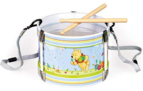 Bolz 52634 - Blechrommel Disney's Winnie the Pooh, Ø 17 cm, Kindertrommel aus Blech mit 2 Schlägel und Tragegurt, Musikinstrument für Kinder ab 3 Jahre, Schlaginstrument, Trommel mit Disney Motiv