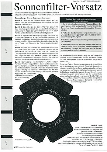 Sonnenfilter Vorsatz für das Newton Spiegelteleskop