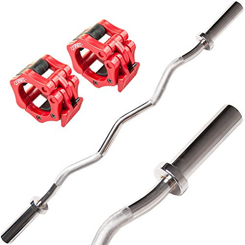 - C.P. Sports SZ Barre d'haltères longue et courbée avec fermoir 50 mm Ø, G44 + G36 Rouge