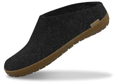 glerups dk Modell BR mixte adulte Pantoufles en feutre,chaussons, noir (charcoal),39 EU