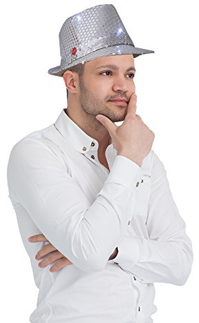 Dress Up America Sombrero Fedora con Luces LED Intermitentes para Adultos – Sombrero Fedora LED para Conjunto de Disfraz y Juegos de Rol