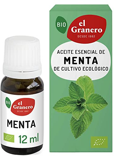 EL GRANERO INTEGRAL - Aceite Esencial de Menta Bio - 12 ml - Elaborado Sin Mezclar con Otros Aceites - Ayuda a Realizar la Digestión - Refresca el Aliento y el Ambiente