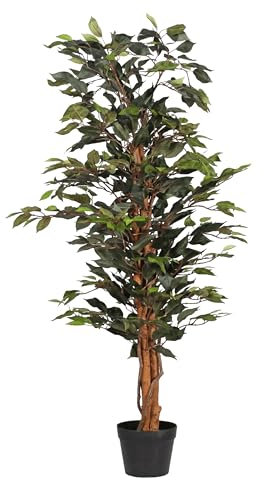 Blooming Artificial - Ficus Tree Artificial Plant, Large Fake Plant in Pot for House and Indoors, Year Round Decorative Realistic Faux Foliage (Green) (120cm/ 4ft)