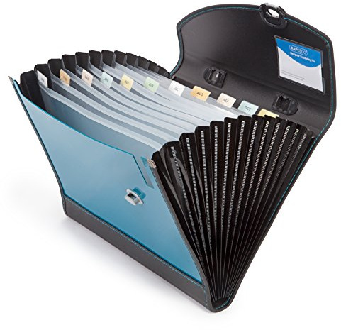 Rapesco 0682 Expanderbar Projektmapp med Handtag, 13 Fack, A4+, Turkos | Turkos