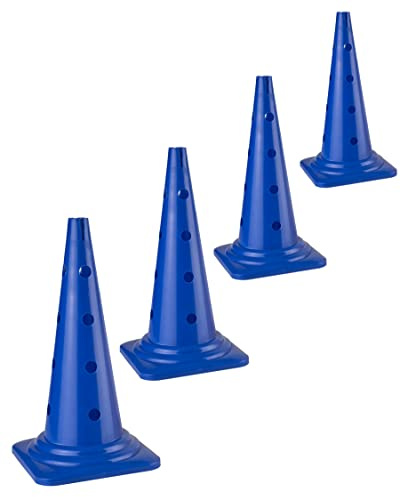 SPORTIKEL24 Trainingskegel 50 cm – Blau – 4er Set – für Stangen ø 25 mm & Ringe – für Slalom, Hürden & Koordination