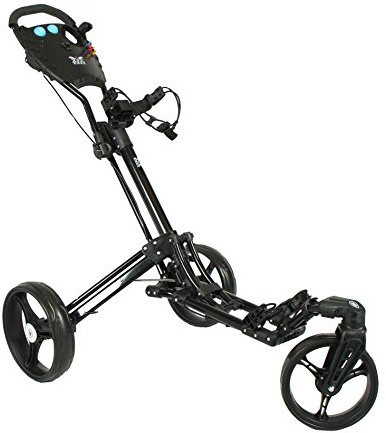 YORRX Golftrolley SL Pro 7 HAMMA Plus Utrustning, golfvagn med innovativt 360° svänghjul fram (svart) inkl. regnparaplyhållare & tees …