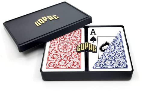 Copag 1546 Design 100% Plastic Playing Cards, Bridge Size (Narrow) Red/Blue (Jumbo Index, 1 Set)