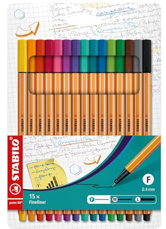 STABILO - Fineliner - point 88-15er Pack - 15 Standardfarben