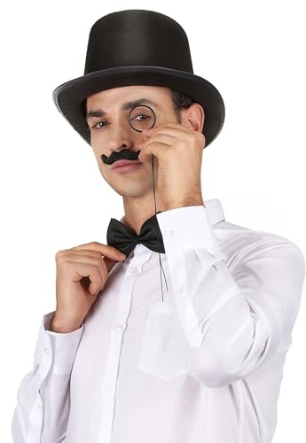 DEGUISE TOI - Chapeau haut de forme noir rétro adulte - Chapeau - Taille Unique - Noir - Accessoires pour déguisement - Polyester - Laver à la main - Halloween-carnaval