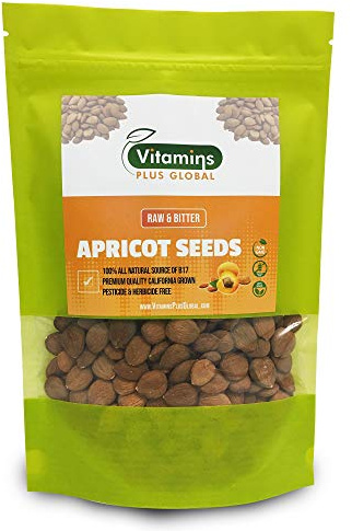 Bitter Apricot Seeds/Kernels, Natural Source of Vitamin B17, Large and Raw, Vegan, Non GMO California Grown, In a Recyclable Stay Fresh Resealable Pouch 1lb