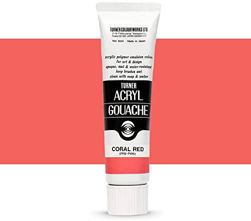 Turner Colour Works Acryl Gouache Artist Acrylic Paint - Single 40 ml Tube - Coral Red