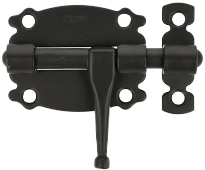 Amig - Loquete Superposé pour Portes et Meubles Mod. 484 | Verrou de Sécurité pour Fermeture Horizontale | Matériau Acier avec Axe en Zamak | 60 mm | Style Rustique | Inclut la Quincaillerie | Noir