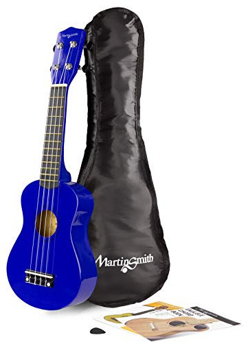 Martin Smith Soprano Ukulele with Ukulele Bag & Chord Book - Blue