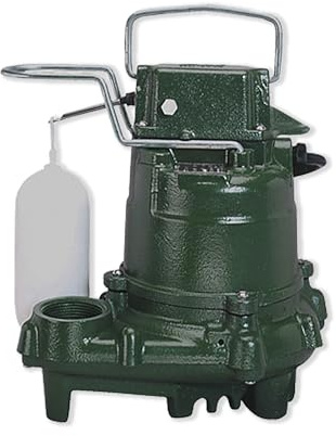 Zoeller M57 Mighty-Mate Submersible Sump Pump - 3/10 HP Cast Iron - 9′ Cord — Vertical Float - 1.5″ Discharge - Factory-Tested - Basement Sump Pump - 115V