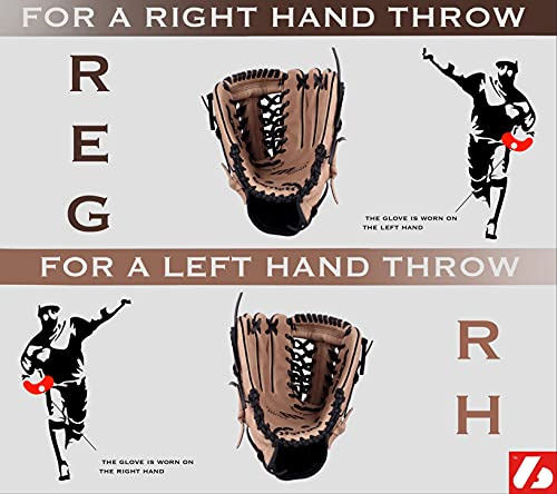 BARNETT GL-130 RH - Guante de béisbol para Zurdos, Piel de competición Outfield 13, Color marrón