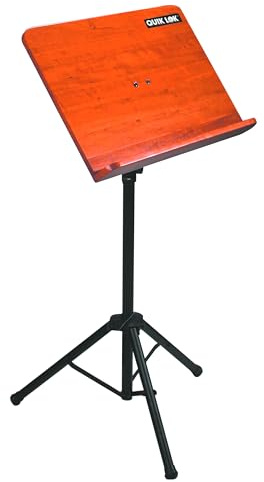 QUIK LOK - MS/332 Pupitre d’orchestre avec plateau en bois amovible, structure tubulaire en acier robuste, composants de haute qualité, peinture cuite noire, anti-rayures et anti-reflets.
