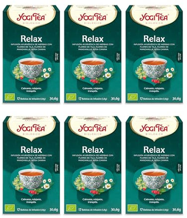 Yogi Tea Calma Interiore Bio - Infuso Ayurvedico - Miscela di Fiori di Tiglio, Camomilla e Rosa Canina - Senza Caffeina - Confezione da 6x17 bustine (102 bustine in totale)