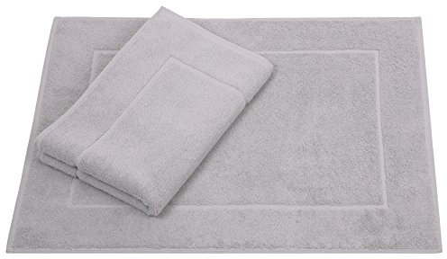 Betz Badvorleger Premium 2 Stück 50×70 cm – Badematte aus 100% Baumwolle (ca. 650 g/m²), saugstark & pflegeleicht, waschbar bis 60 °C, trocknergeeignet – beidseitig nutzbar Farbe Silber