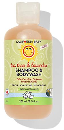 California Baby Tea Tree & Lavender Baby Wash + Baby Shampoo | 100% Plant-Based | Tea Tree Shampoo For Sensitive Skin | Hypoallergenic | 251mL / 8.5oz