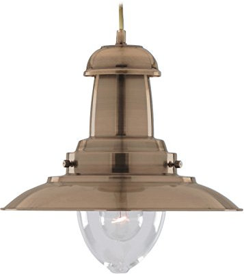 Searchlight Fishermans Lantern Lámpara de Techo Estilo náutico. Acabado Antiguo, 60 W, Cristal, Latón Envejecido