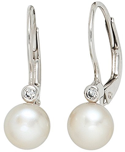 Jobo Damen-Ohrhänger aus 925 Sterling Silber mit Perlen und Zirkonia