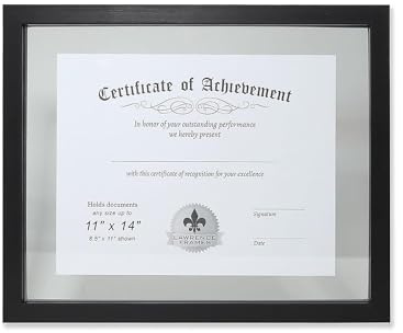Lawrence Frames Multi Use Float Document Frame, 11 by 14-Inch, Black