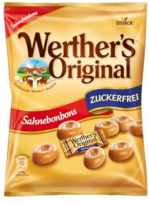 Werther's Original – 1 x 70g – Zuckerfreie Sahnebonbons mit leckerem Karamellgeschmack
