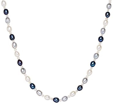 Valero Pearls Collar para Mujer Plata de ley 925 Perlas de agua dulce de cultivo