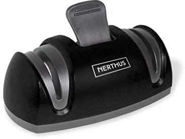 NERTHUS FIH 013 - Afilador Manual doble de Cuchillos de Cocina de Acero Inoxidable con Base Antideslizante, Negro, 11.6 x 7.5 x 6.6 cm