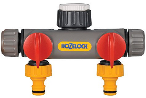 HOZELOCK - Multi-Tap Connector 2-Way : Ideal for Creating 2 Circuits on a Single Tap, With Independent Flow Valve for Each Outlet [2252 0000]